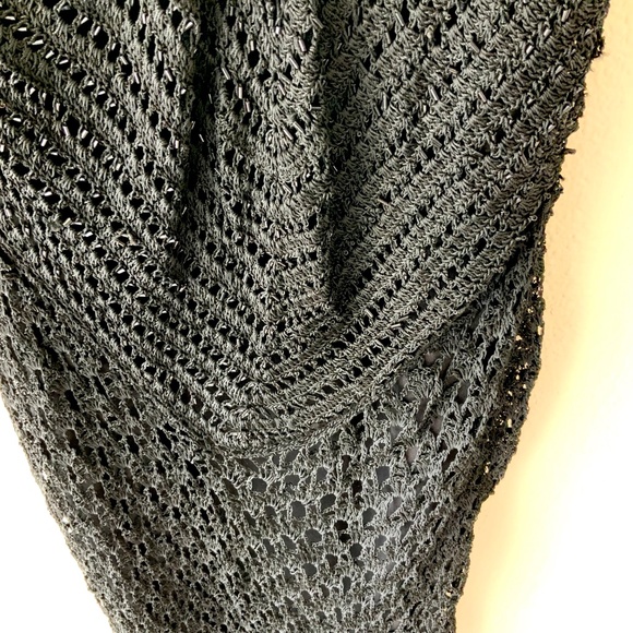 Y2K! Marisol Beaded Dress Black Lace Crochet Size Medium - Picture 4 of 16